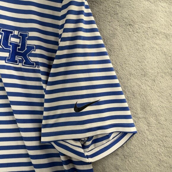 Kentucky Wildcats Polo Shirt Mens XL Blue NCAA Golf Nike Dri Fit Striped Stretch - Picture 9 of 15